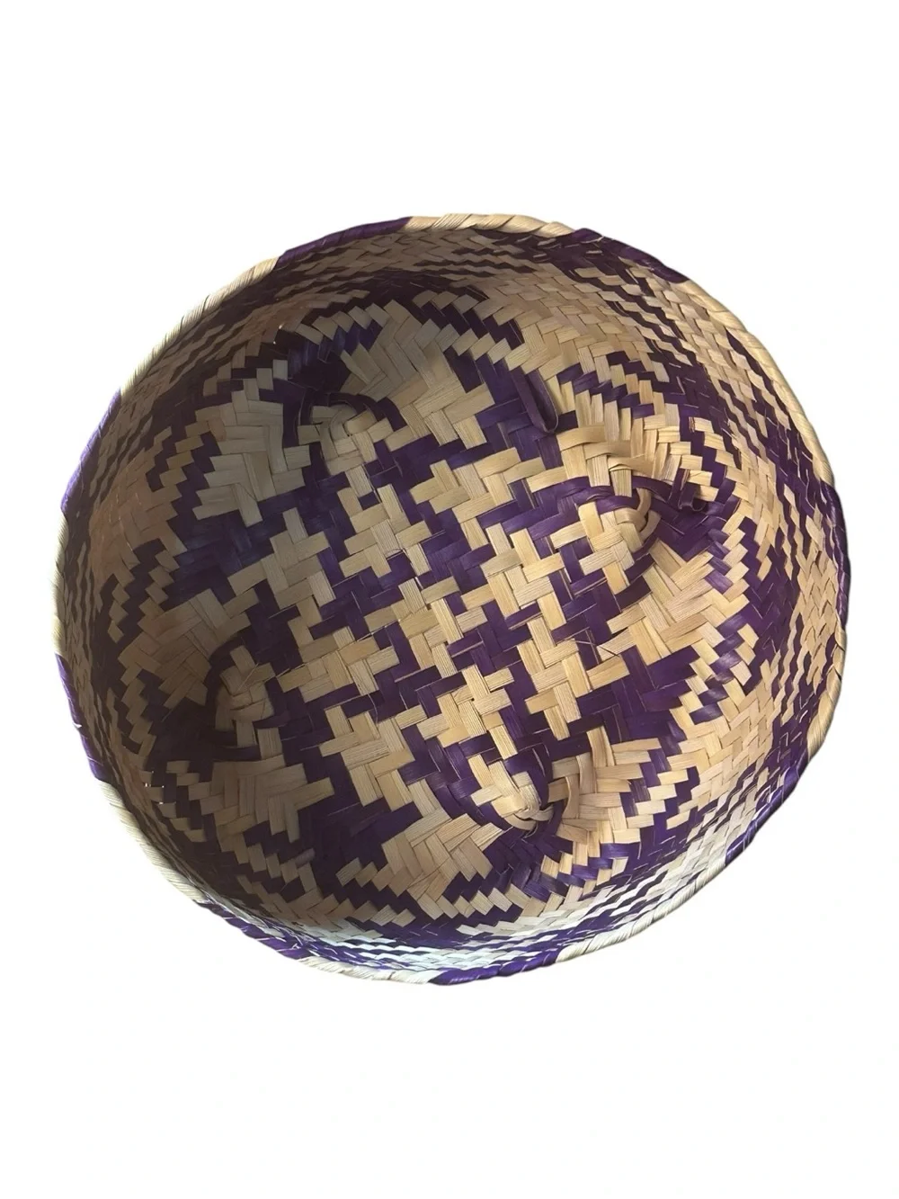 GlobeIn Handwoven Basket w Lid Emilia Garcia Martinez Oaxaca Mexico Purple